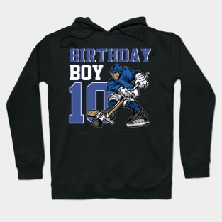 10 Year Old Ice Hockey Themed Birthday Party 10th Hoodie